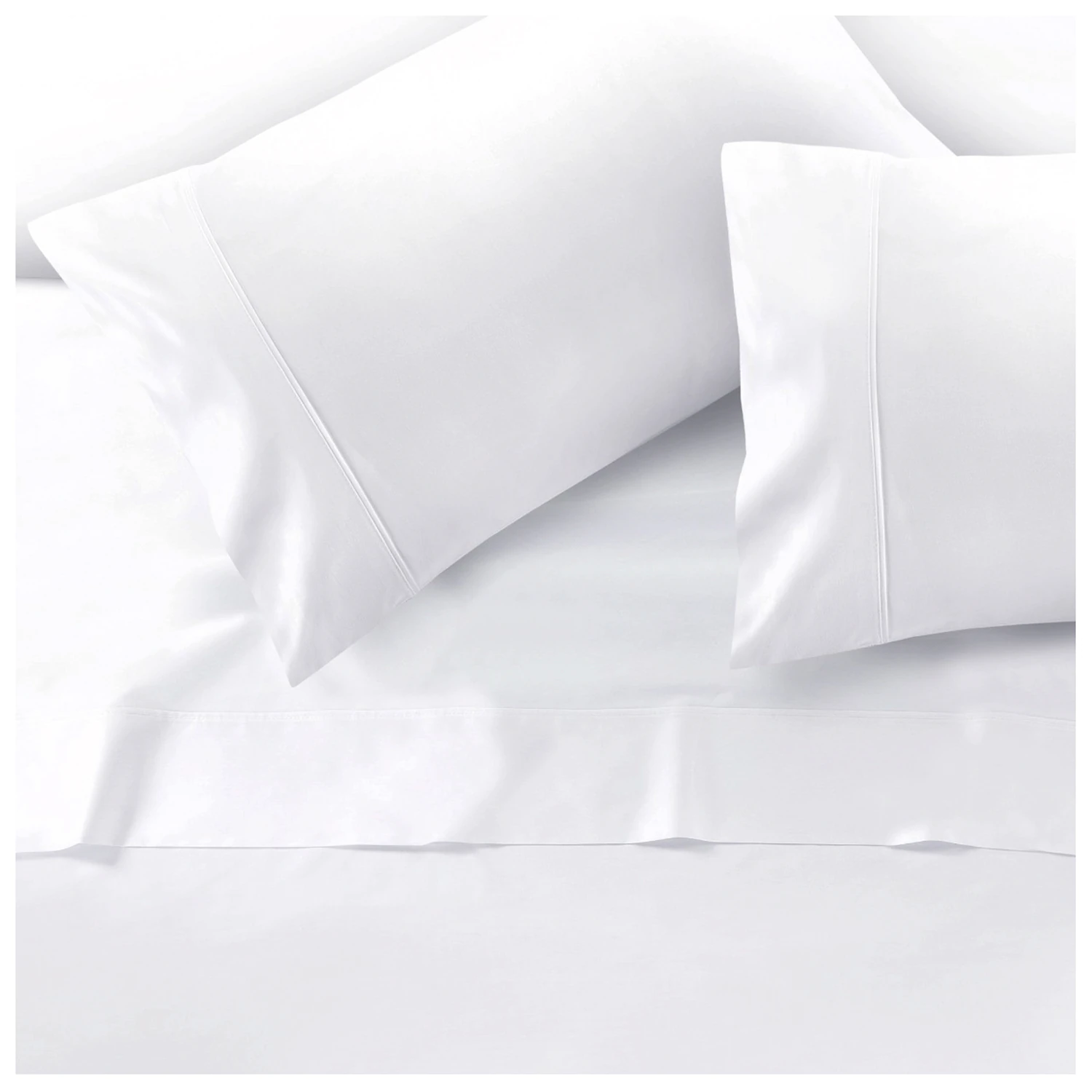 Sábanas 1.5 Plaza 144 Hilos Liso Blanco - Imagen 3