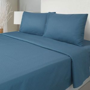 Sábanas Embossed  1.5 Plaza Microfibra Azul