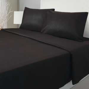 Sábanas Embossed  1.5 Plaza Microfibra Negro
