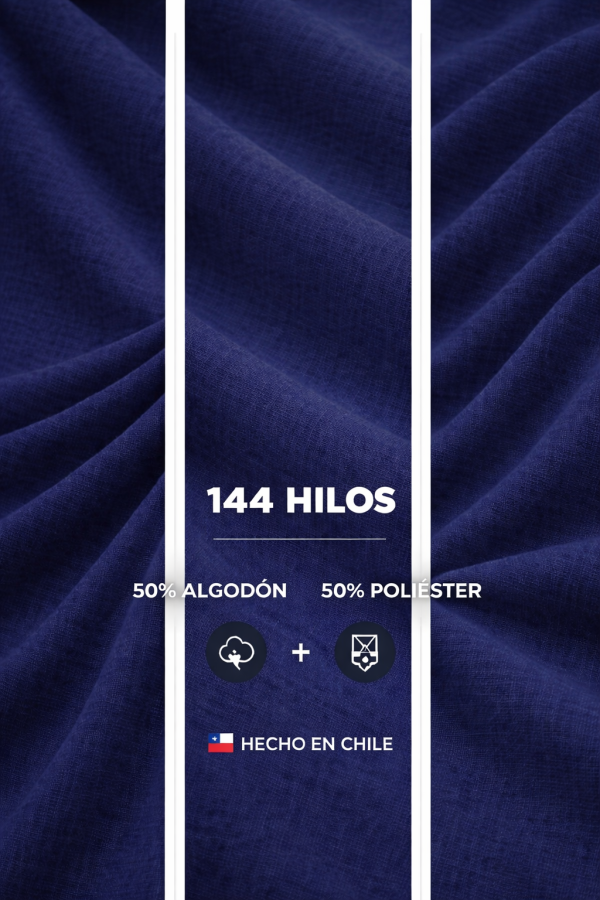 Azul Detalle 2 Sábanas 2.0 Plazas 144 Hilos Liso Azul