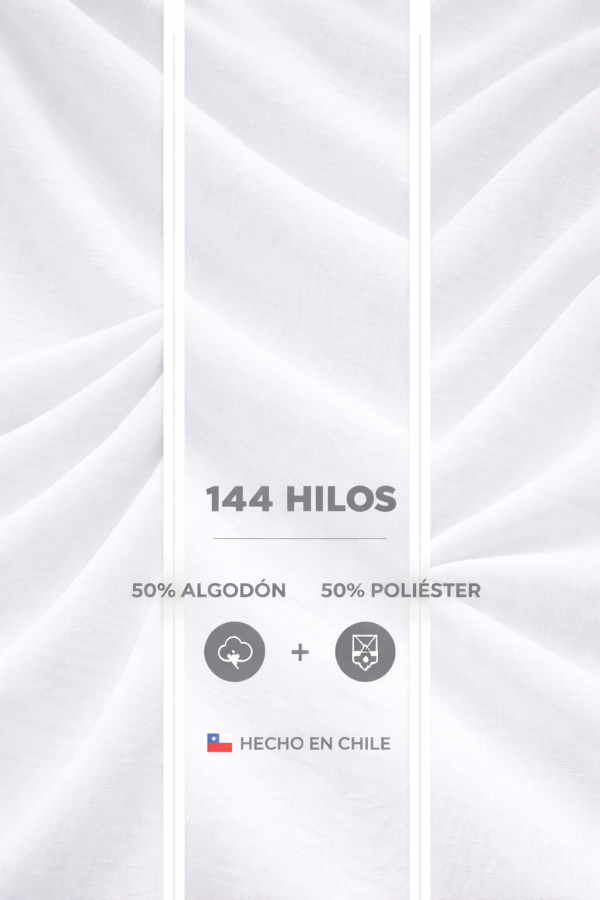 Blanco Detalle 2 Sábanas 2.0 Plazas 144 Hilos Liso Blanco