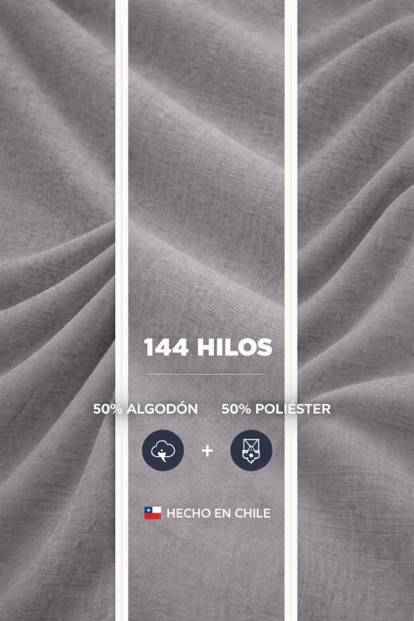Gris Detalle 2 Sábanas 1.5 Plaza 144 Hilos Liso Gris