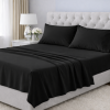 Negro Ambientada Sábanas King 144 Hilos Liso Negro