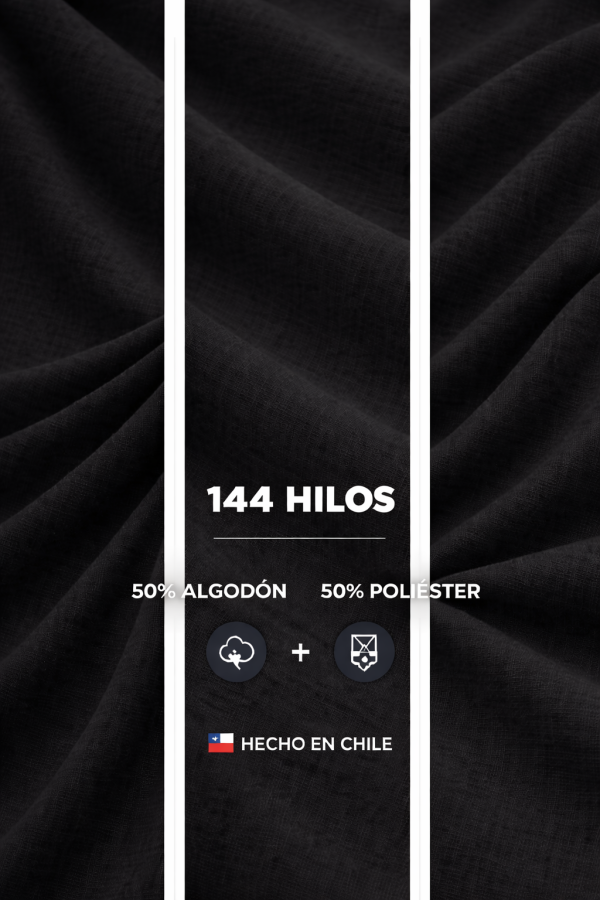 Negro Detalle 2 Sábanas King 144 Hilos Liso Negro