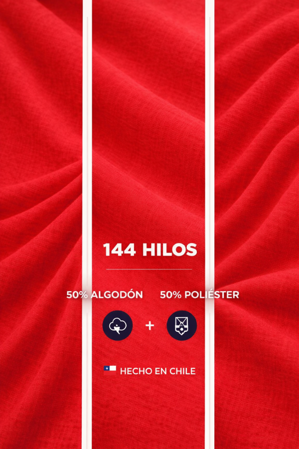 Sábanas 1.0 Plaza 144 Hilos Liso Rojo Italiano