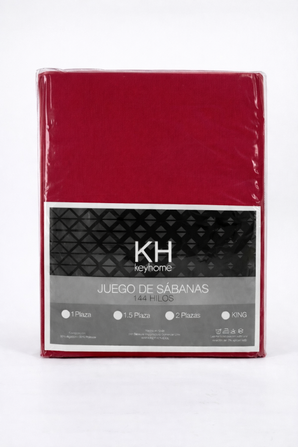 Sábanas 1.0 Plaza 144 Hilos Liso Rojo Italiano