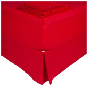 Sábanas 1.5 Plaza 144 Hilos Liso Rojo Italiano